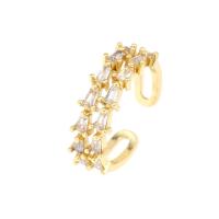 Krychlový Circonia Micro vydláždit mosazný prsten, Mosaz, barva pozlacený, Nastavitelný & různé styly pro výběr & micro vydláždit kubické zirkony & pro ženy, Prodáno By PC