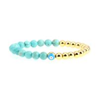 Evil Eye Jewelry Bracelet Gemstone with Brass gold color plated & for woman Length Approx 6.7 Inch Sold By PC