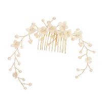 Decorative Hair Combs Zinc Alloy with ABS Plastic Pearl & Porcelain plated fashion jewelry & for woman Sold By PC
