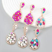 Rhinestone Earring Zinc Alloy with acrylic rhinestone gold color plated fashion jewelry & for woman Sold By Pair