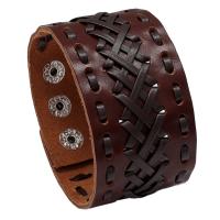 PU Leather Cord Bracelets, Cowhide, with PU Leather & Iron, knit, fashion jewelry & Unisex, more colors for choice, 230x40mm, Sold By PC