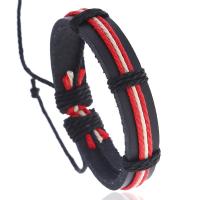 PU Leather Cord Bracelets with Linen knit fashion jewelry & Unisex 17-18cm Sold By PC