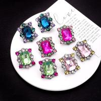 Rhinestone Earring, Tibetan Style, fashion jewelry & for woman & with glass rhinestone, more colors for choice, 40x30mm, Sold By Pair