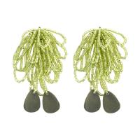 Tibetan Style Drop Earrings, with Seedbead, fashion jewelry & for woman, more colors for choice, 70x30mm, Sold By Pair
