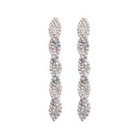 Zinc Alloy Drop Earrings fashion jewelry & for woman & with rhinestone Sold By Pair
