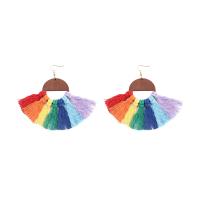 Fashion Fringe Earrings Zinc Alloy with Polyester Yarns knit fashion jewelry & for woman Sold By Pair