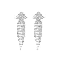 Fashion Fringe Boucles d'oreilles, alliage de zinc, bijoux de mode & pour femme & avec strass, plus de couleurs à choisir, 80x25mm, Vendu par paire