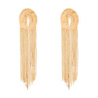 Fashion Fringe Brincos, liga de zinco, cromado de cor dourada, joias de moda & para mulher, dourado, 110x20mm, vendido por par