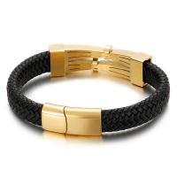 Bracelets cordon PU, Acier titane, avec cuir PU, bijoux de mode & pour homme, plus de couleurs à choisir, 215x12mmu300115mm, Vendu par PC
