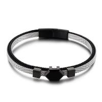 Titanium stål armbånd, med Bomuld Cord, mode smykker & flerlags & Unisex & mesh kæde, flere farver til valg, 210x6mmu30017mmu300110mm, Solgt af PC
