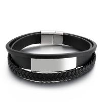 PU Leather Cord Bracelets, 304 Stainless Steel, with PU Leather, fashion jewelry & for man, more colors for choice, 3mmu30017mmu3001220x12mm, Sold By PC