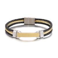 PU Leather Cord Bracelets, Titanium Steel, with PU Leather, Double Layer & fashion jewelry & for man, more colors for choice, 200x3mm, Sold By PC