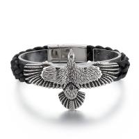 PU Leather Cord Bracelets Titanium Steel with PU Leather eagle fashion jewelry & Unisex & enamel 300141mm Sold By PC