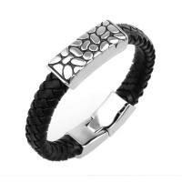 PU Leather Cord Bracelets, Titanium Steel, fashion jewelry & Unisex, 39x16mmu3001220x11mm, Sold By PC