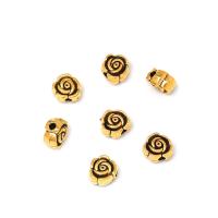 Tibetan Style Flower Beads, Rose, antique gold color plated, DIY, nickel, lead & cadmium free, 6x4mm, Approx 100PCs/Bag, Sold By Bag