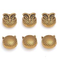 Tibetan Style Animal Beads, Owl, antique gold color plated, DIY, nickel, lead & cadmium free, 10.50x10.50mm, Approx 100PCs/Bag, Sold By Bag