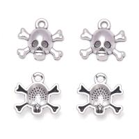 Tibetan Style Skull Pendants, antique silver color plated, Unisex, nickel, lead & cadmium free, 15x15mm, Approx 100PCs/Bag, Sold By Bag