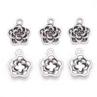 Tibetan Style Flower Pendants, antique silver color plated, Unisex, nickel, lead & cadmium free, 12.50x15mm, Approx 100PCs/Bag, Sold By Bag