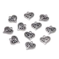 Tibetan Style Heart Pendants, antique silver color plated, Unisex & hollow, nickel, lead & cadmium free, 14x14mm, Approx 100PCs/Bag, Sold By Bag
