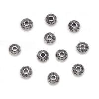 Tibetan Style Spacer Beads, Flat Round, antique silver color plated, DIY, nickel, lead & cadmium free, 8x4.50mm, Approx 100PCs/Bag, Sold By Bag