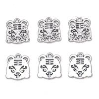 Tibetan Style Animal Pendants, Tiger, antique silver color plated, Unisex, nickel, lead & cadmium free, 15x16.50mm, Approx 100PCs/Bag, Sold By Bag