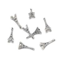 Tibetan Style Pendants, Eiffel Tower, antique silver color plated, Unisex, nickel, lead & cadmium free, 7x17.19mm, Approx 100PCs/Bag, Sold By Bag