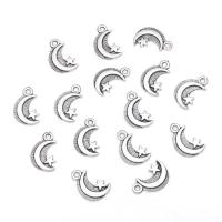 Tibetan Style Moon Pendants, Moon and Star, antique silver color plated, Unisex, nickel, lead & cadmium free, 10.50x17mm, Approx 100PCs/Bag, Sold By Bag