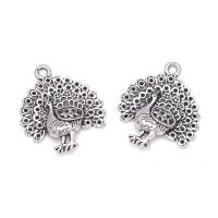 Tibetan Style Animal Pendants, Peacock, antique silver color plated, DIY, nickel, lead & cadmium free, 30.50x35.50mm, Approx 100PCs/Bag, Sold By Bag