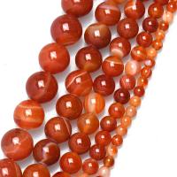 Natürliche Streifen Achat Perlen, rund, DIY & verschiedene Größen vorhanden, rot, verkauft von Strang