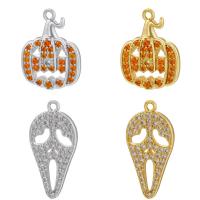 Cubic Zirconia Micro Pave Brass Pendant plated Halloween Design & DIY & micro pave cubic zirconia nickel lead & cadmium free Sold By Bag
