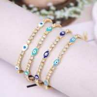 Evil Eye Jewelry Bracelet, Brass, with 1.97 extender chain, gold color plated, micro pave cubic zirconia & for woman & enamel, more colors for choice, nickel, lead & cadmium free, Length:6.69 Inch, Sold By PC