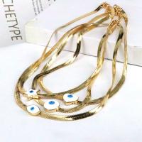 Evil Eye Jewelry Necklace Brass gold color plated & for woman & enamel golden nickel lead & cadmium free Length 17.32 Inch Sold By PC