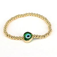 Evil Eye Jewelry Bracelet Brass with Lampwork gold color plated for woman nickel lead & cadmium free Length 6.69 Inch Sold By PC