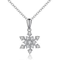 Brass Necklace Snowflake silver color plated for woman & with rhinestone silver color nickel lead & cadmium free Length 15.75 Inch Sold By PC