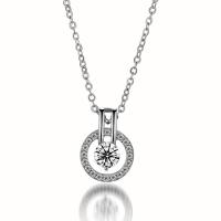 Cubic Zircon Micro Pave Brass Necklace Round plated micro pave cubic zirconia & for woman nickel lead & cadmium free Length 15.75 Inch Sold By PC