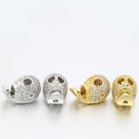 Cubic Zirconia Micro Pave Brass Beads Skull plated DIY & micro pave cubic zirconia nickel lead & cadmium free Sold By Bag