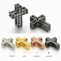 Brass Spacer Beads Cross plated DIY & micro pave cubic zirconia nickel lead & cadmium free Sold By Bag