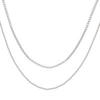 Titanium Steel Necklace silver color plated Double Layer & for woman silver color Sold By PC