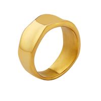 Titanium Steel Finger Ring, gold color plated, different size for choice & for woman, golden, 9mm, Sold By PC