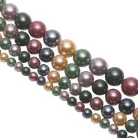 South Sea Shell Beads, Shell Pearl, Round, plated, DIY & different size for choice, mixed colors, Sold Per Approx 15.75 Inch Strand