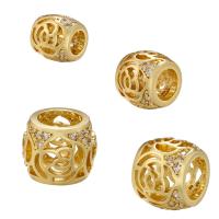Cubic Zirconia Micro Pave Brass Beads Rose plated DIY & micro pave cubic zirconia & hollow nickel lead & cadmium free Sold By Bag