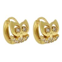 Messing Huggie Hoop Earring, gold plated, mode sieraden & micro pave zirconia & voor vrouw, gouden, nikkel, lood en cadmium vrij, 10x13x14mm, Verkocht door pair