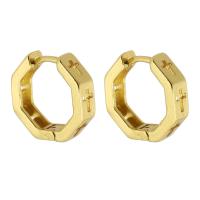 Brass Huggie Hoop Earring Cross gold color plated fashion jewelry & for woman & hollow golden nickel lead & cadmium free Sold By Pair