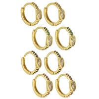 Brass Huggie Hoop Earring, Round, gold color plated, fashion jewelry & micro pave cubic zirconia & for woman, more colors for choice, nickel, lead & cadmium free, 4x13x15mm, Sold By Pair