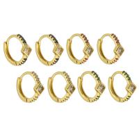 Messing Huggie Hoop Earring, Rhombus, gold plated, mode sieraden & micro pave zirconia & voor vrouw, meer kleuren voor de keuze, nikkel, lood en cadmium vrij, 5x13x14mm, Verkocht door pair