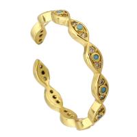 Evil Eye Biżuteria Ring Finger, Mosiądz, Końskie oko, Platerowane w kolorze złota, biżuteria moda & złe oko wzór & mikro utorować cyrkonia & dla kobiety, złoty, bez zawartości niklu, ołowiu i kadmu, 2.50mm, rozmiar:6, sprzedane przez PC