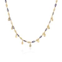 Evil Eye Jewelry Necklace Brass gold color plated for woman & enamel 450mm Sold By PC