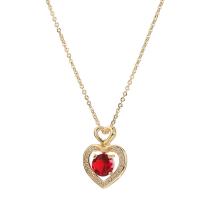 Cubic Zircon Micro Pave Brass Necklace, Heart, gold color plated, micro pave cubic zirconia & for woman, more colors for choice, 450mm, Sold By PC