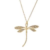 Cubic Zircon Micro Pave Brass Necklace Dragonfly gold color plated micro pave cubic zirconia & for woman Length Approx 17.7 Inch Sold By PC
