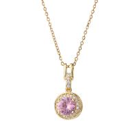 Cubic Zircon Micro Pave Brass Necklace, gold color plated, micro pave cubic zirconia & for woman, more colors for choice, 26x14mm, Length:Approx 17.7 Inch, Sold By PC